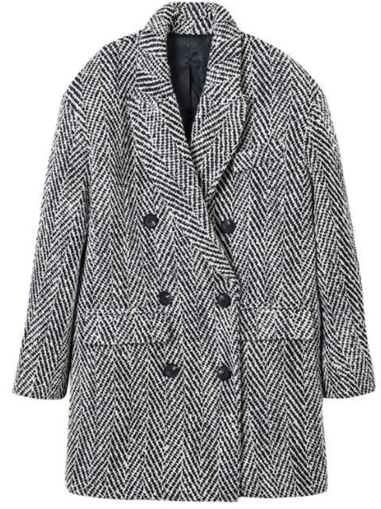 Herringbone Double-Breasted Blazer