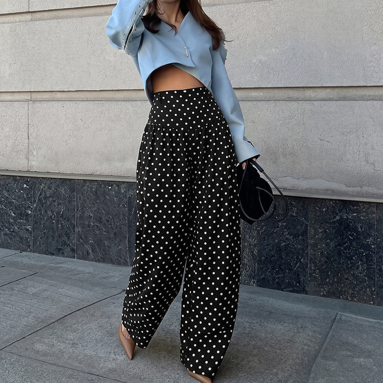 Polka-Dot Wide-Leg Trousers