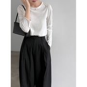 Asymmetric-Pleat Wide-Leg Trousers