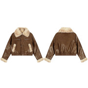 Teddy-Trim Cropped Jacket