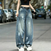 Graffiti Print Wide-Leg Jeans