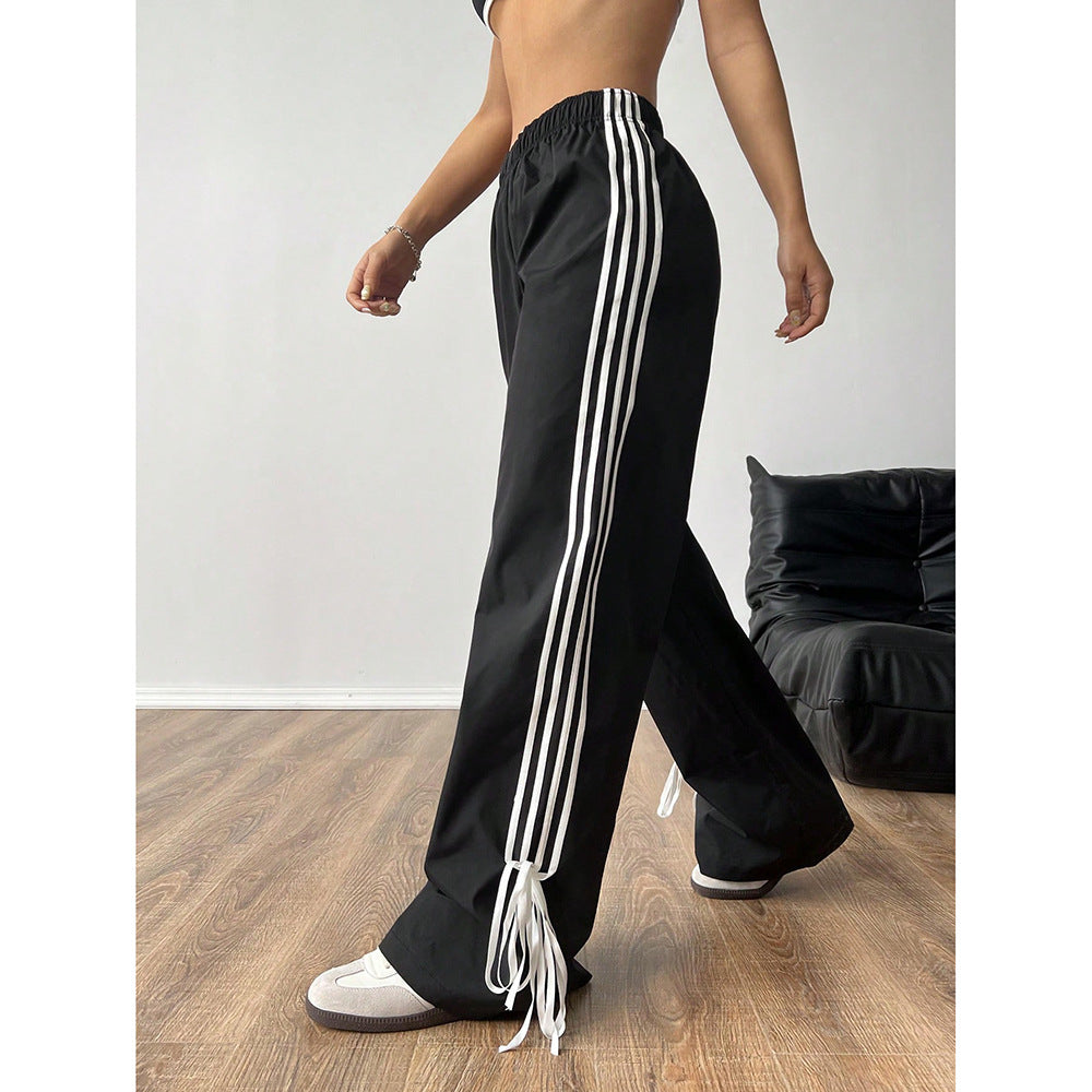 Side-Stripe Wide-Leg Track Pants