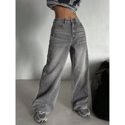 Faded Grey Wide-Leg Jeans