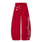 Star-Detail Wide-Leg Joggers