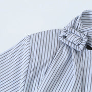 Tie-Neck Striped Shirt