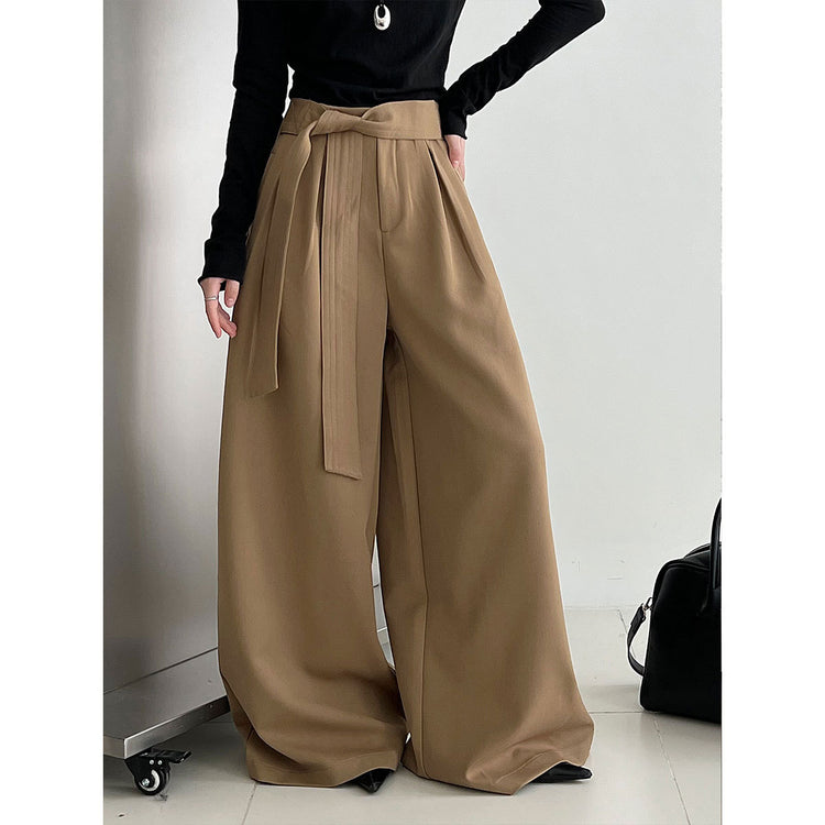Belted Pleat-Front Trousers
