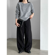 Curved-Seam Wide-Leg Trousers