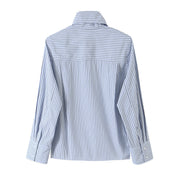 Tie-Neck Striped Shirt