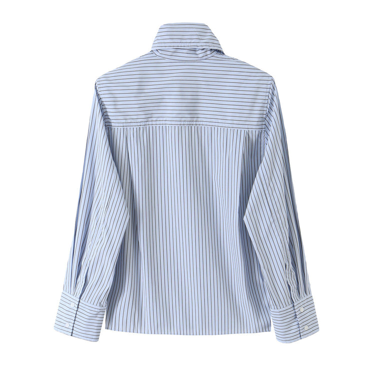 Tie-Neck Striped Shirt