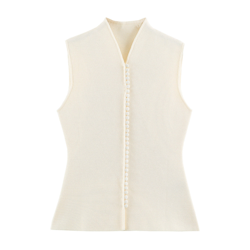 Stand-Collar Knit Vest