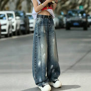 Graffiti Print Wide-Leg Jeans