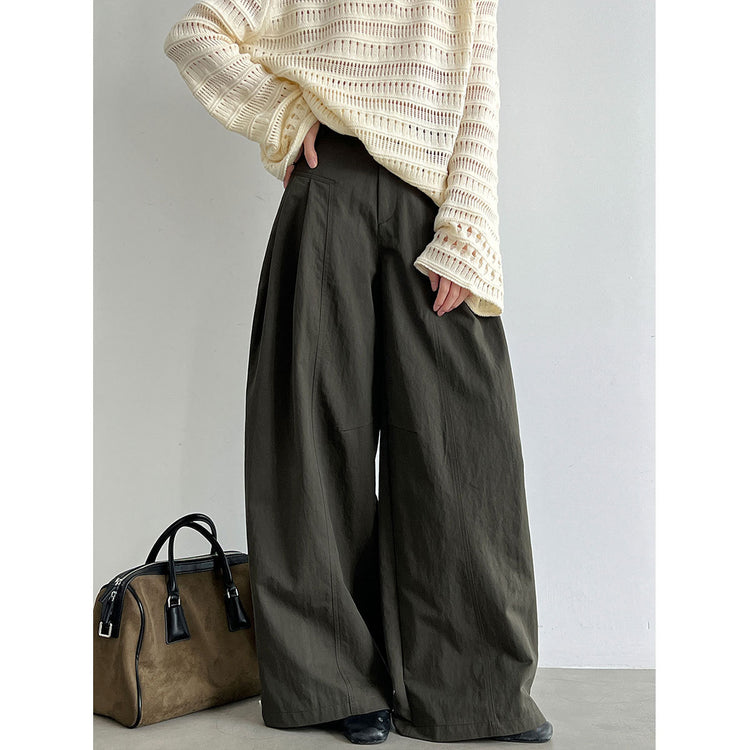 Pleat-Front Wide-Leg Trousers