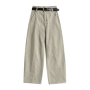Belted Wide-Leg Denim Trousers