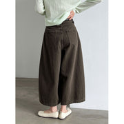 Cropped Belted Wide-Leg Jeans