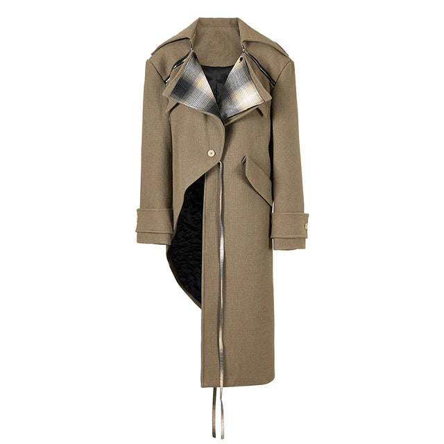 Asymmetric Panelled Long Coat