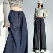 Drawstring Wide-Leg Jeans