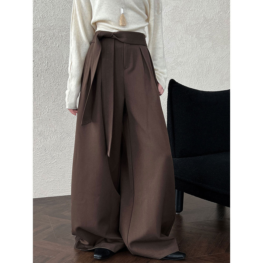 Belted Pleat-Front Trousers