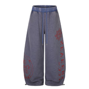 Washed Graphic Wide-Leg Joggers