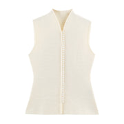 Stand-Collar Knit Vest