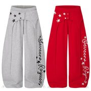 Star-Detail Wide-Leg Joggers