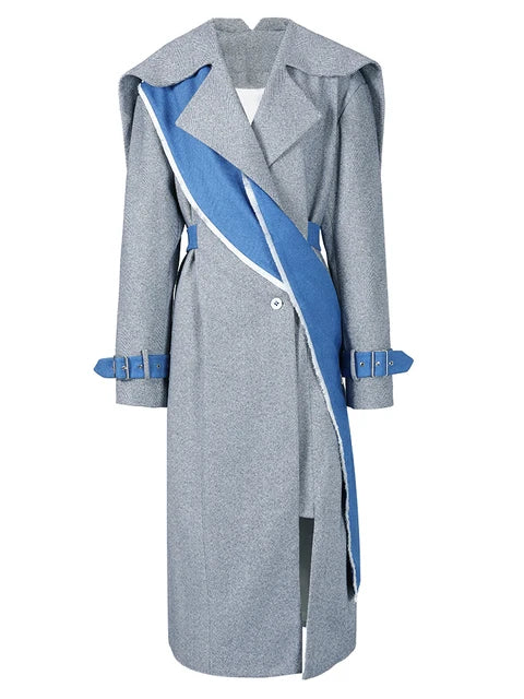 Contrast-Panel Long Coat