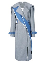 Contrast-Panel Long Coat