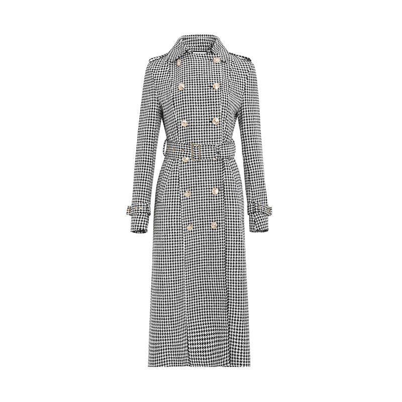 Houndstooth Tailored Long Coat