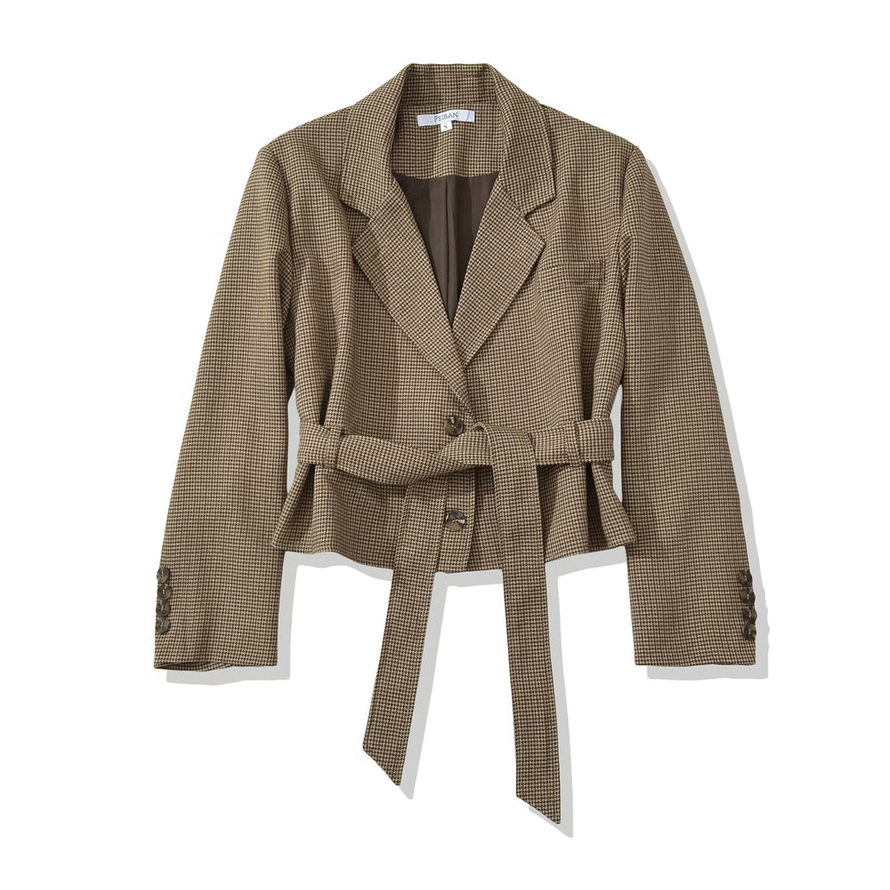 Tie-Waist Checked Jacket