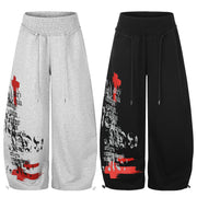 Graphic Print Wide-Leg Sweatpants
